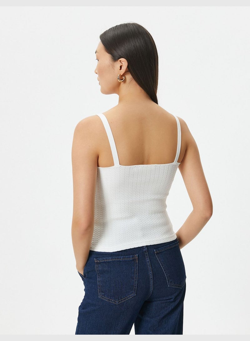 Squre Neck Tissued Strappy Tank Top