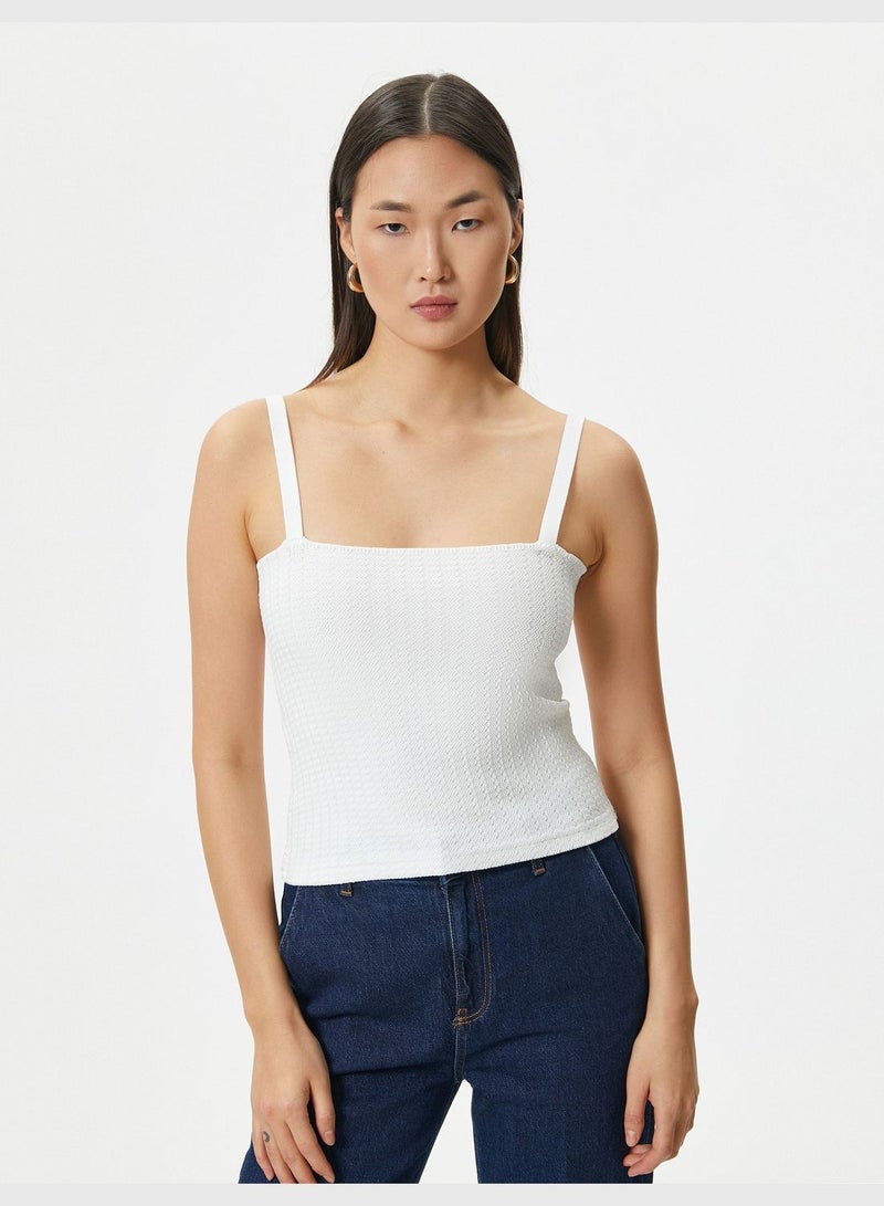 Squre Neck Tissued Strappy Tank Top