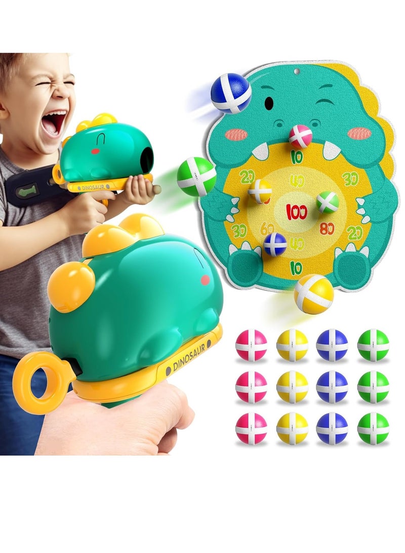 Kids Dinosaur Dart Board Gun Shooting Toy Target Game with 12 Sticky Balls Indoor Outdoor Competitive Games Birthday Gifts For Children