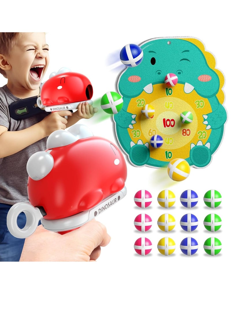 Dinosaur Dart Board Toy Kids Target Game Dino Gun Shooting Toy with 12 Sticky Balls Indoor Outdoor Competitive Games Birthday Gifts For Children
