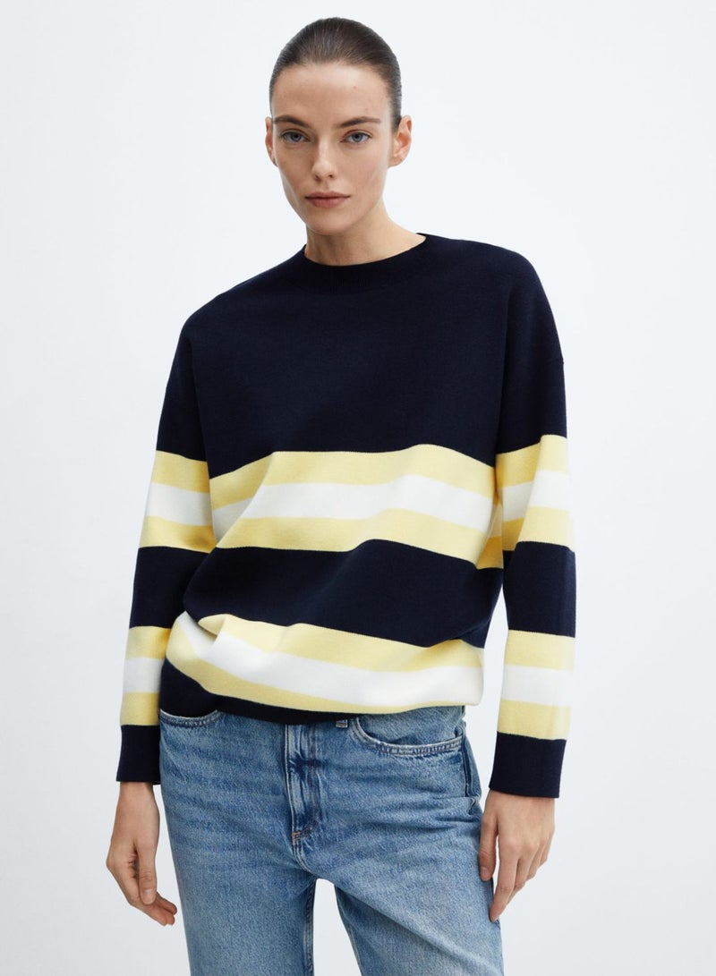 Crew Neck Color Block Sweater