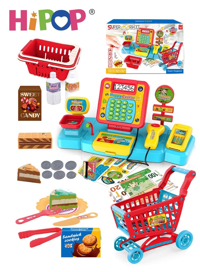 Toy Cash Register for Kids,Simulate Real Shopping,Supermarket Children's Cash Register,Pretend Toy Gift for Toddlers Boys Girls