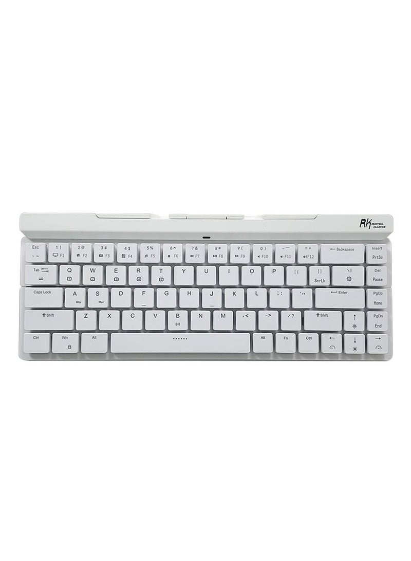 RK925 Wireless Bluetooth With White Backlit, 68 Keys,60% Foldable Mechanical Keyboard With Built-In Stand Holder Red Switch