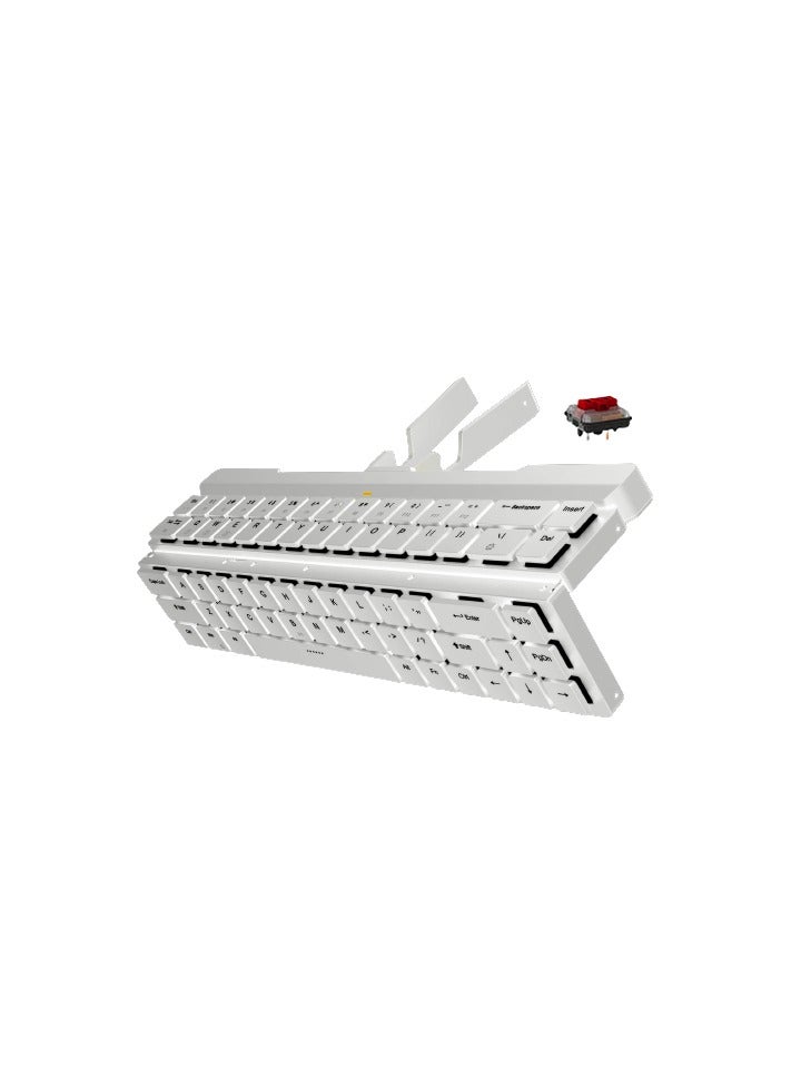 RK925 Wireless Bluetooth With White Backlit, 68 Keys,60% Foldable Mechanical Keyboard With Built-In Stand Holder Red Switch
