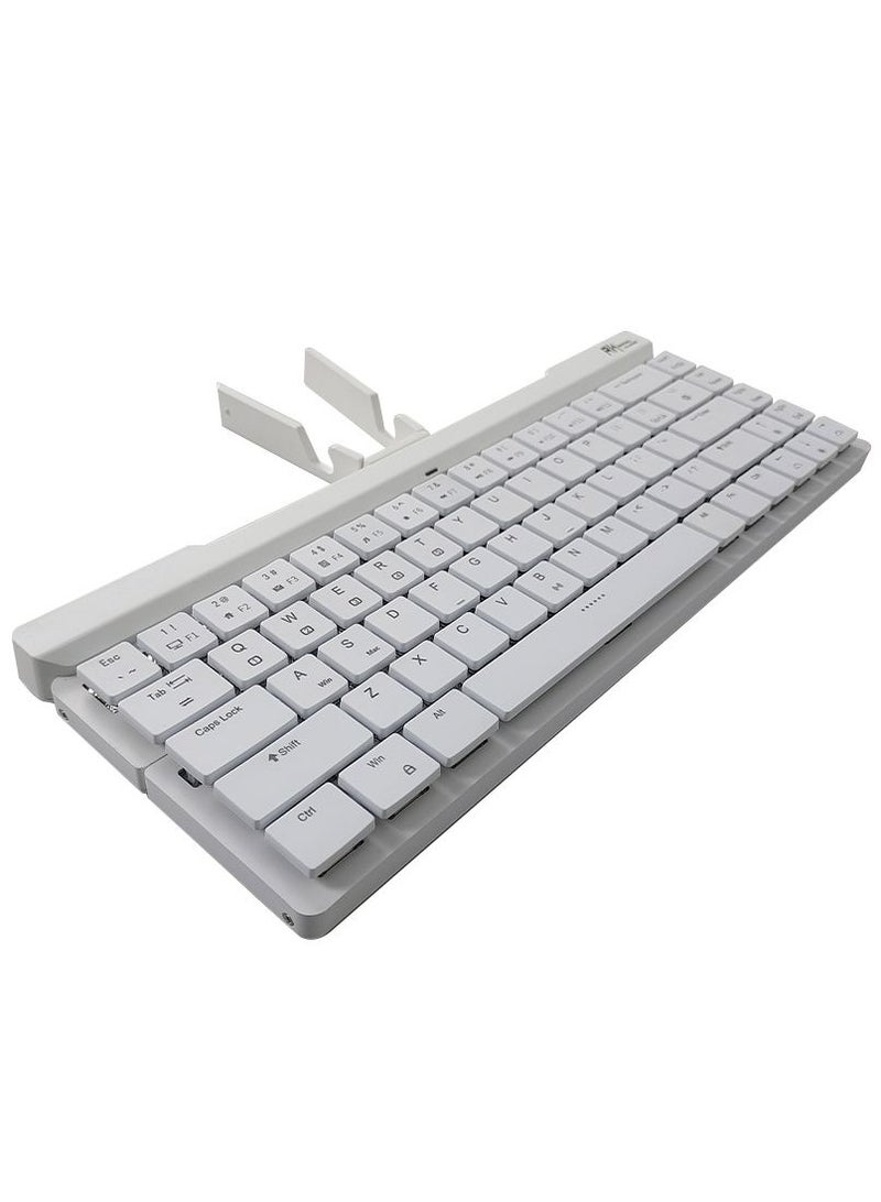 RK925 Wireless Bluetooth With White Backlit, 68 Keys,60% Foldable Mechanical Keyboard With Built-In Stand Holder Red Switch