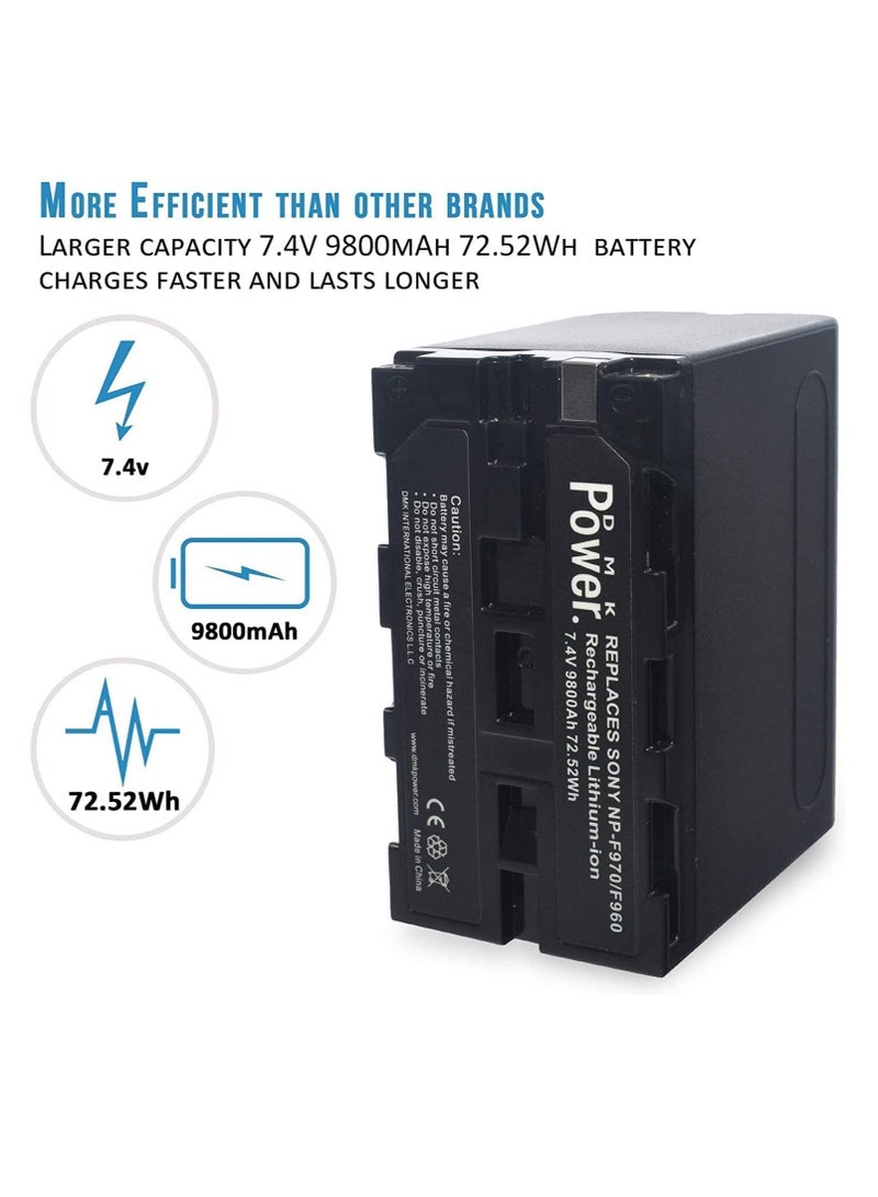 DMK Power NP-F970/NP-F960 (9800mAh) 8Pack Battery With DC-03 Digital Dual Battery Charger