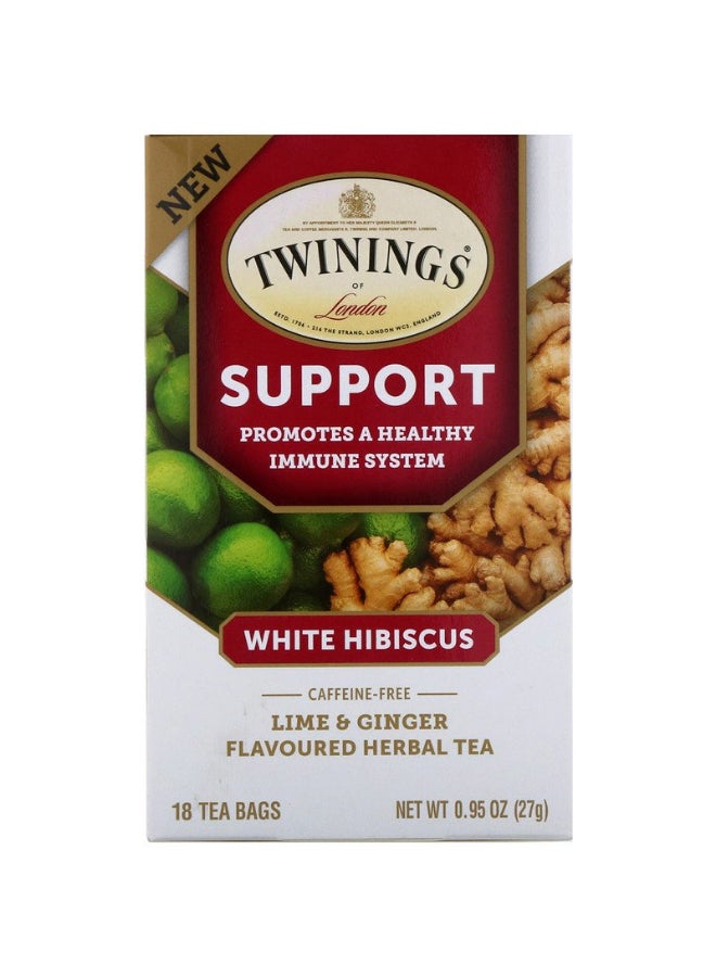 Support White Hibiscus Lime And Ginger Herbal Tea