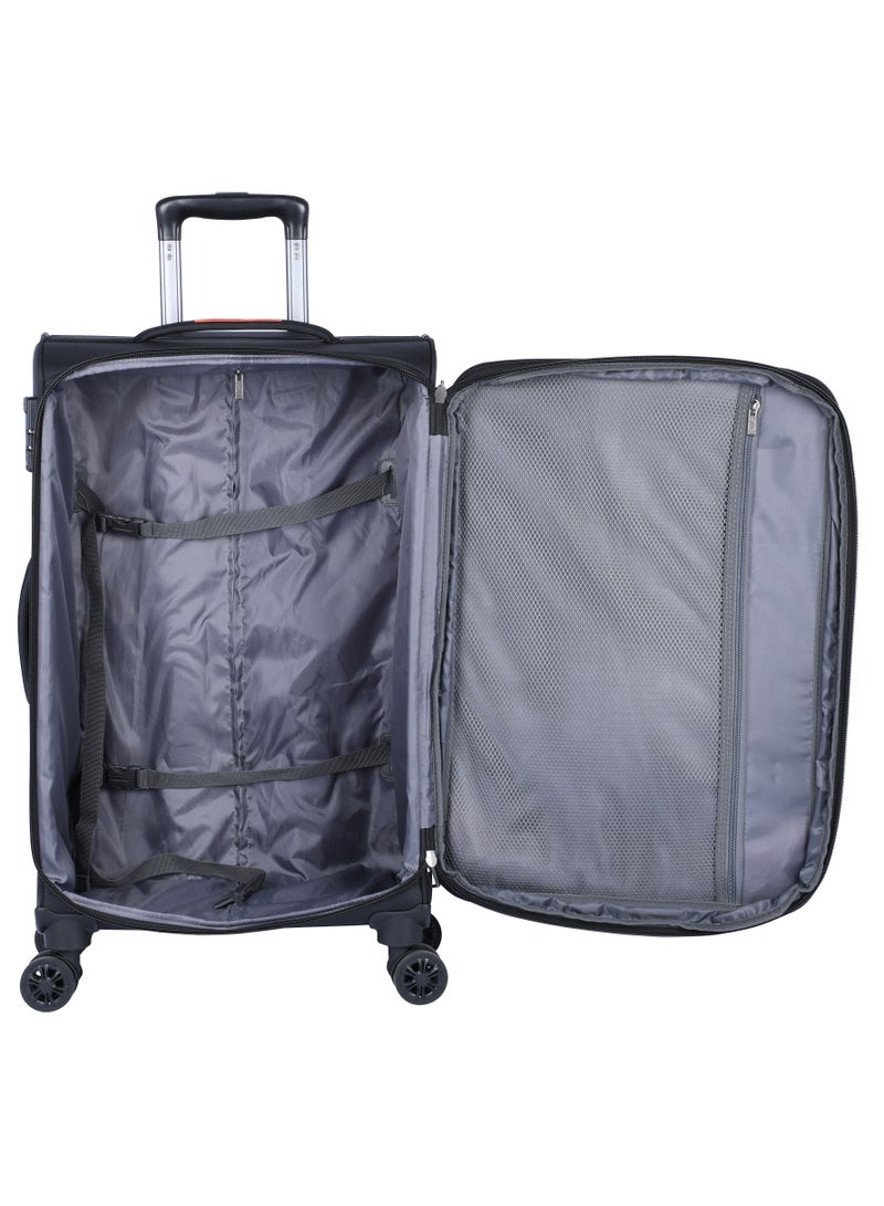 Expandable Trolley Luggage Set of 3 Bag Soft Suitcase for Unisex Travel Polyester Shell Lightweight with TSA lock Double Spinner Wheels E777SZ Black