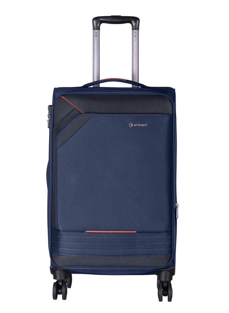 Expandable Trolley Luggage Set of 3 Bag Soft Suitcase for Unisex Travel Polyester Shell Lightweight with TSA lock Double Spinner Wheels E777SZ Navy Blue