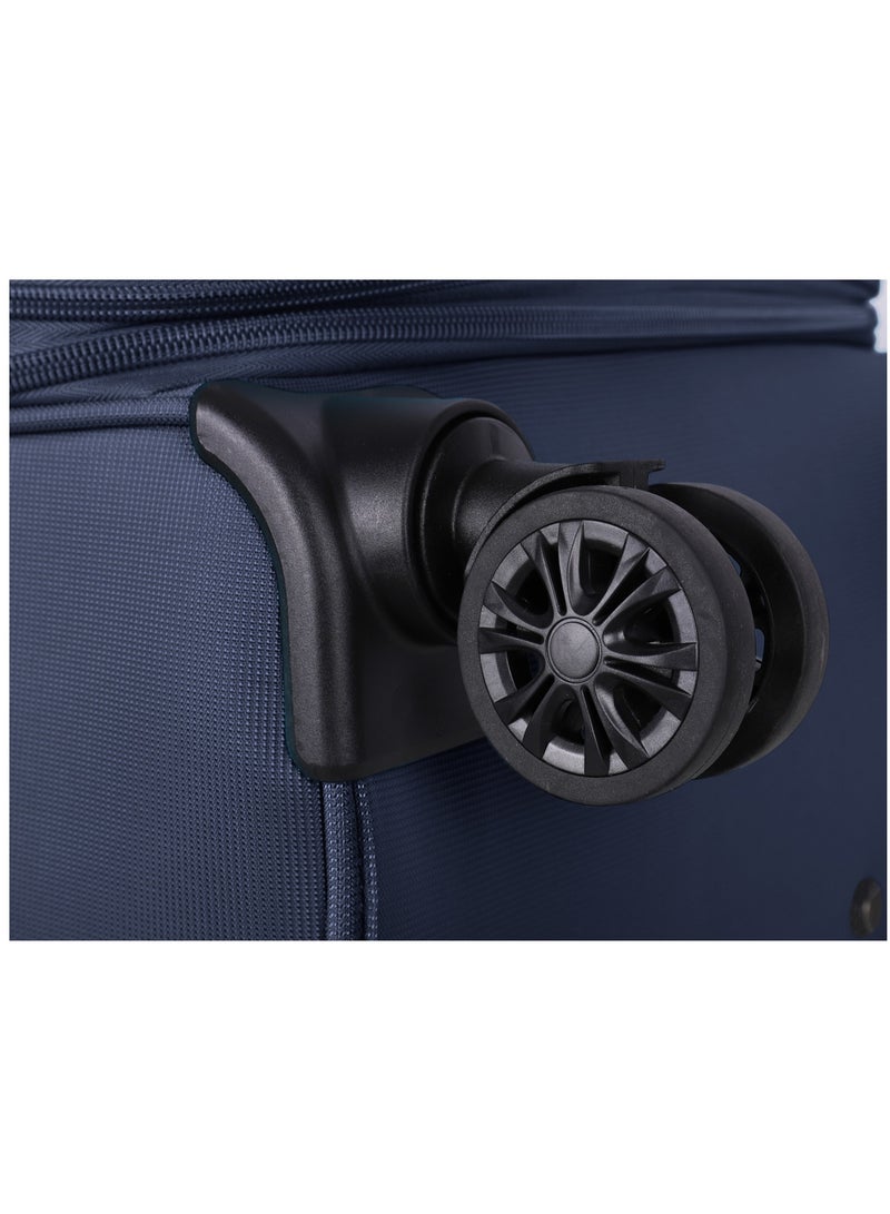 Expandable Trolley Luggage Set of 3 Bag Soft Suitcase for Unisex Travel Polyester Shell Lightweight with TSA lock Double Spinner Wheels E777SZ Navy Blue
