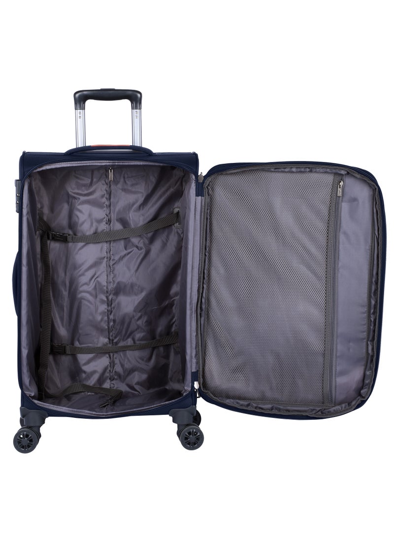 Expandable Trolley Luggage Set of 3 Bag Soft Suitcase for Unisex Travel Polyester Shell Lightweight with TSA lock Double Spinner Wheels E777SZ Navy Blue