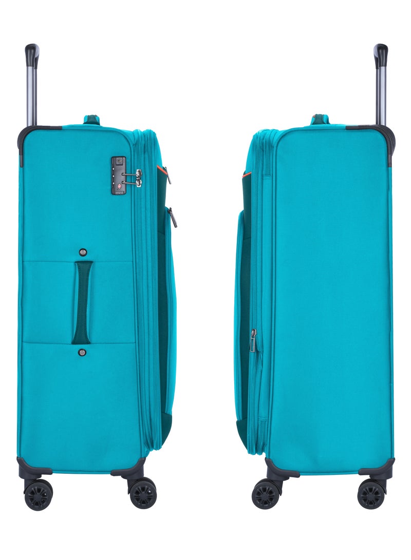 Expandable Trolley Luggage Set of 3 Bag Soft Suitcase for Unisex Travel Polyester Shell Lightweight with TSA lock Double Spinner Wheels E777SZ Green