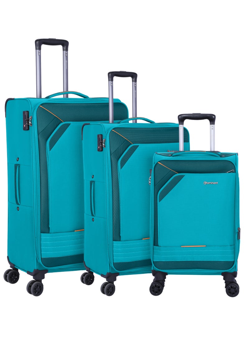 Expandable Trolley Luggage Set of 3 Bag Soft Suitcase for Unisex Travel Polyester Shell Lightweight with TSA lock Double Spinner Wheels E777SZ Green