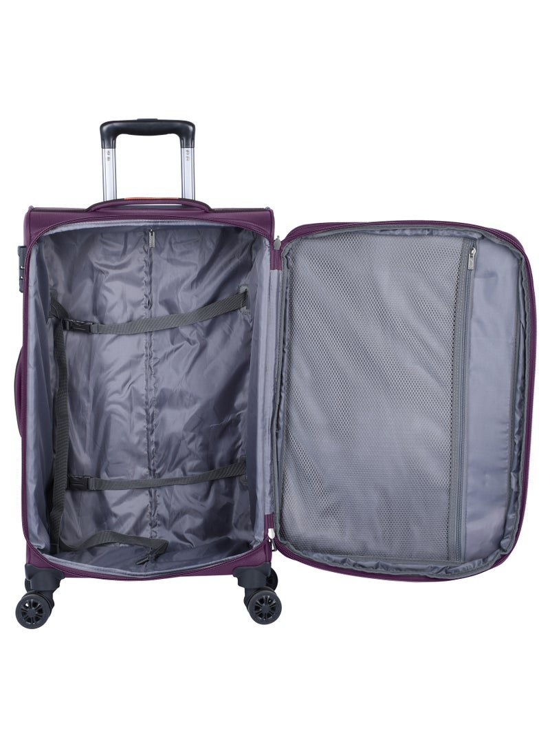 Expandable Trolley Luggage Set of 3 Bag Soft Suitcase for Unisex Travel Polyester Shell Lightweight with TSA lock Double Spinner Wheels E777SZ Purple