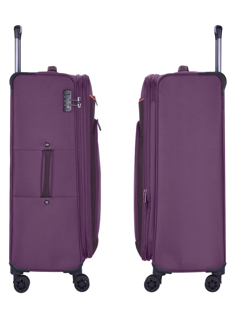 Expandable Trolley Luggage Set of 3 Bag Soft Suitcase for Unisex Travel Polyester Shell Lightweight with TSA lock Double Spinner Wheels E777SZ Purple