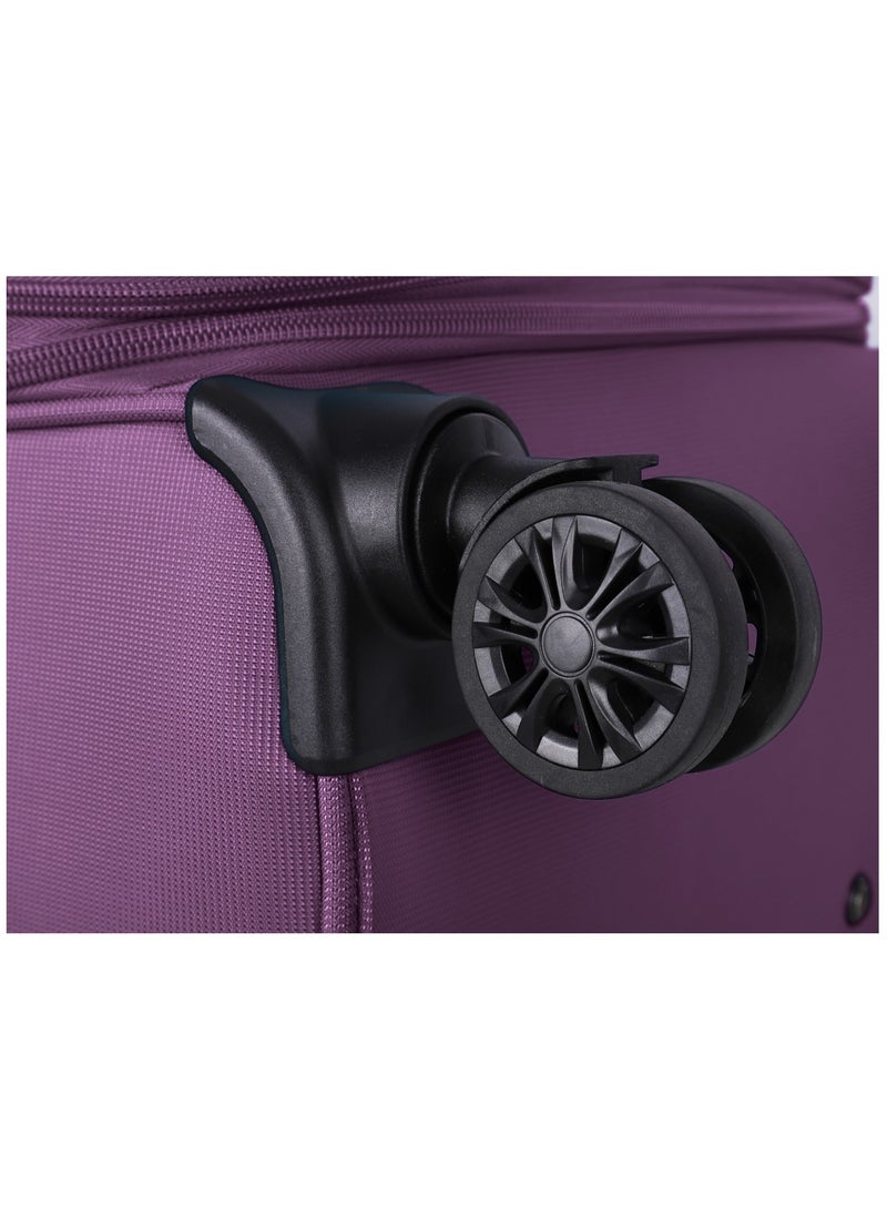 Expandable Trolley Luggage Set of 3 Bag Soft Suitcase for Unisex Travel Polyester Shell Lightweight with TSA lock Double Spinner Wheels E777SZ Purple