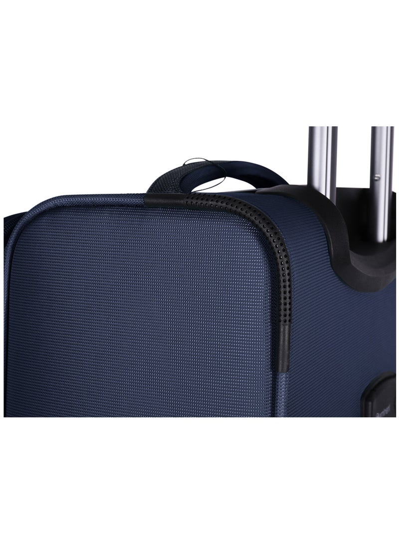 Expandable Luggage Trolley Bag Soft Suitcase for Unisex Travel Polyester Shell Lightweight with TSA lock Double Spinner Wheels E777SZ Medium Checked 24 Inch Navy Blue