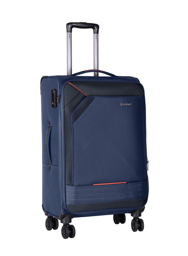 Expandable Luggage Trolley Bag Soft Suitcase for Unisex Travel Polyester Shell Lightweight with TSA lock Double Spinner Wheels E777SZ Carry On 20 Inch Navy Blue