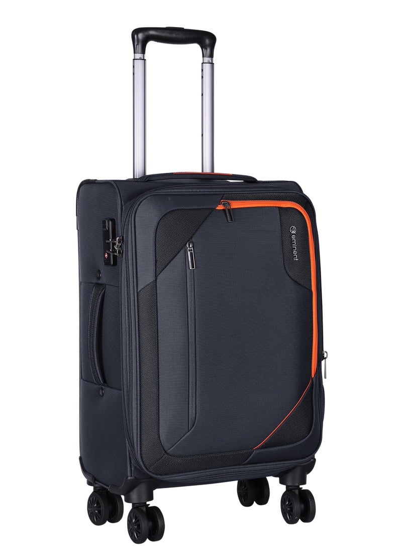 Expandable Luggage Trolley Bag Soft Suitcase for Unisex Travel Polyester Shell Lightweight with TSA lock Double Spinner Wheels E765SZ Carry On 20 Inch Black