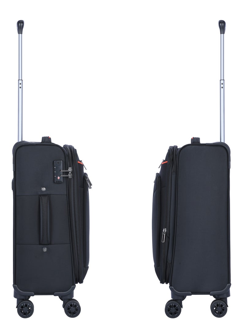 Expandable Luggage Trolley Bag Soft Suitcase for Unisex Travel Polyester Shell Lightweight with TSA lock Double Spinner Wheels E765SZ Carry On 20 Inch Black