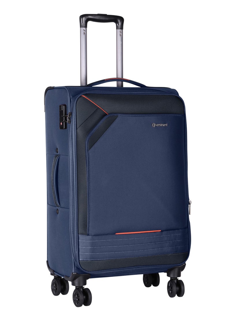 Expandable Luggage Trolley Bag Soft Suitcase for Unisex Travel Polyester Shell Lightweight with TSA lock Double Spinner Wheels E777SZ Large Checked 28 Inch Navy Blue