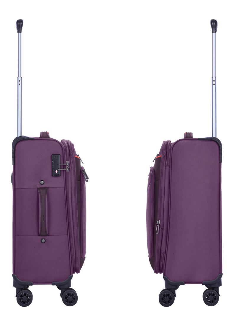 Expandable Luggage Trolley Bag Soft Suitcase for Unisex Travel Polyester Shell Lightweight with TSA lock Double Spinner Wheels E765SZ Carry On 20 Inch Purple