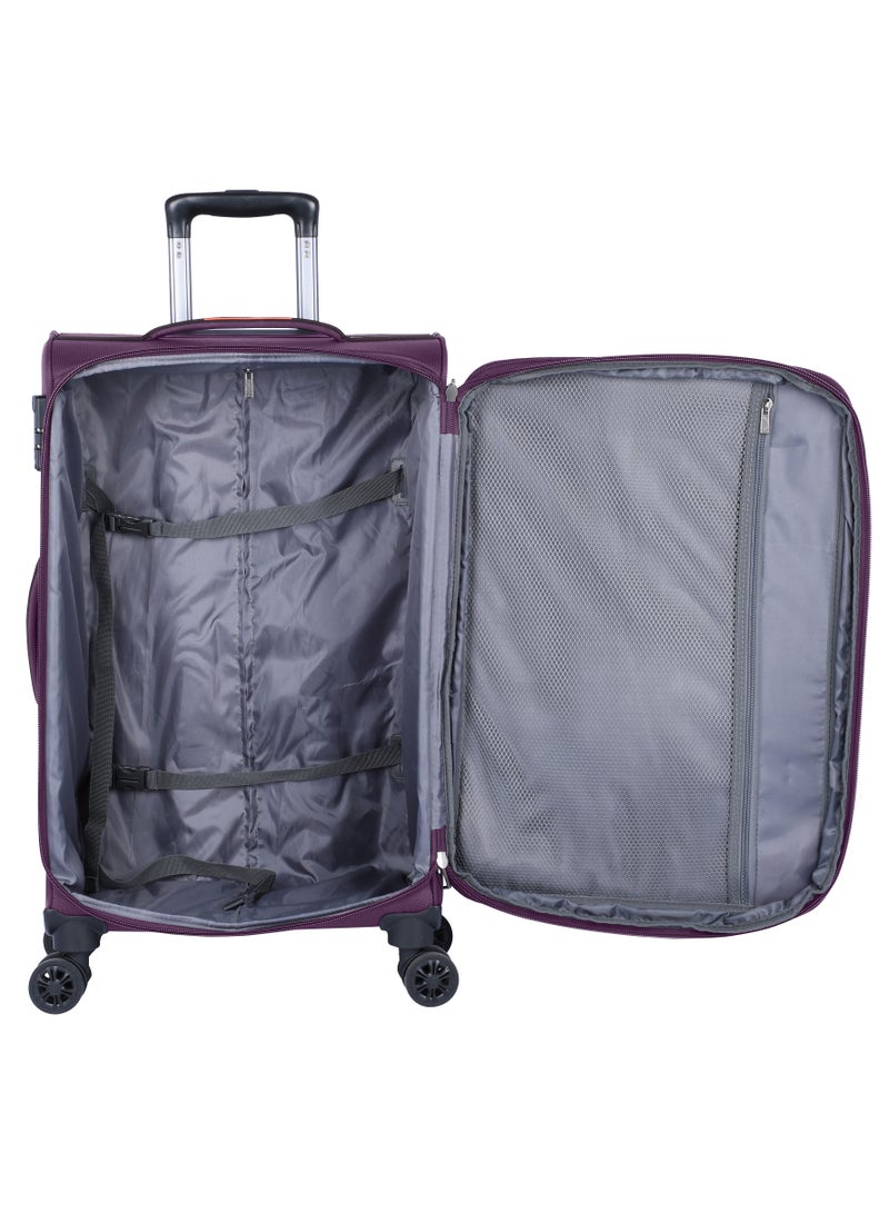 Expandable Luggage Trolley Bag Soft Suitcase for Unisex Travel Polyester Shell Lightweight with TSA lock Double Spinner Wheels E765SZ Carry On 20 Inch Purple