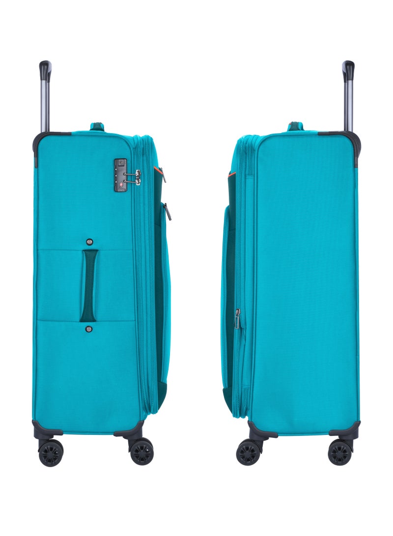 Expandable Luggage Trolley Bag Soft Suitcase for Unisex Travel Polyester Shell Lightweight with TSA lock Double Spinner Wheels E765SZ Medium Checked 24 Inch Green