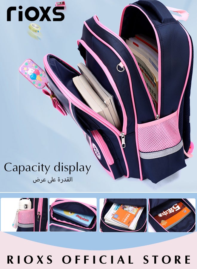 Kids 2 Pcs Rolling Backpacks and Handbag Fashion Printed Trolley School Bags Large Capacity Wheeled Cute Luggage Bag for Elementary Girls Schoolbag