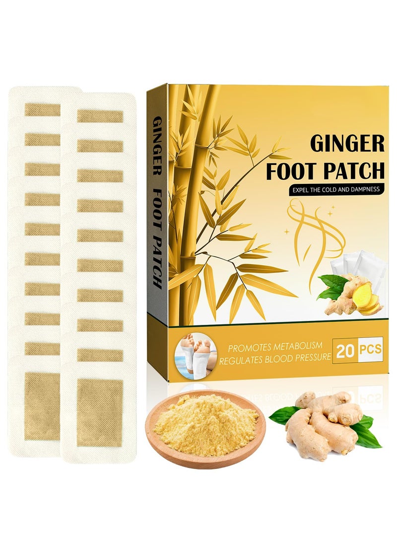 Foot Patches, 10 Ginger Foot Patches, for Better Sleep and Stress Relief, Deep Cleansing Ginger Patches with Natural Bamboo Vinegar Powder and Ginger Powder Premium Ingredients for Foot Care