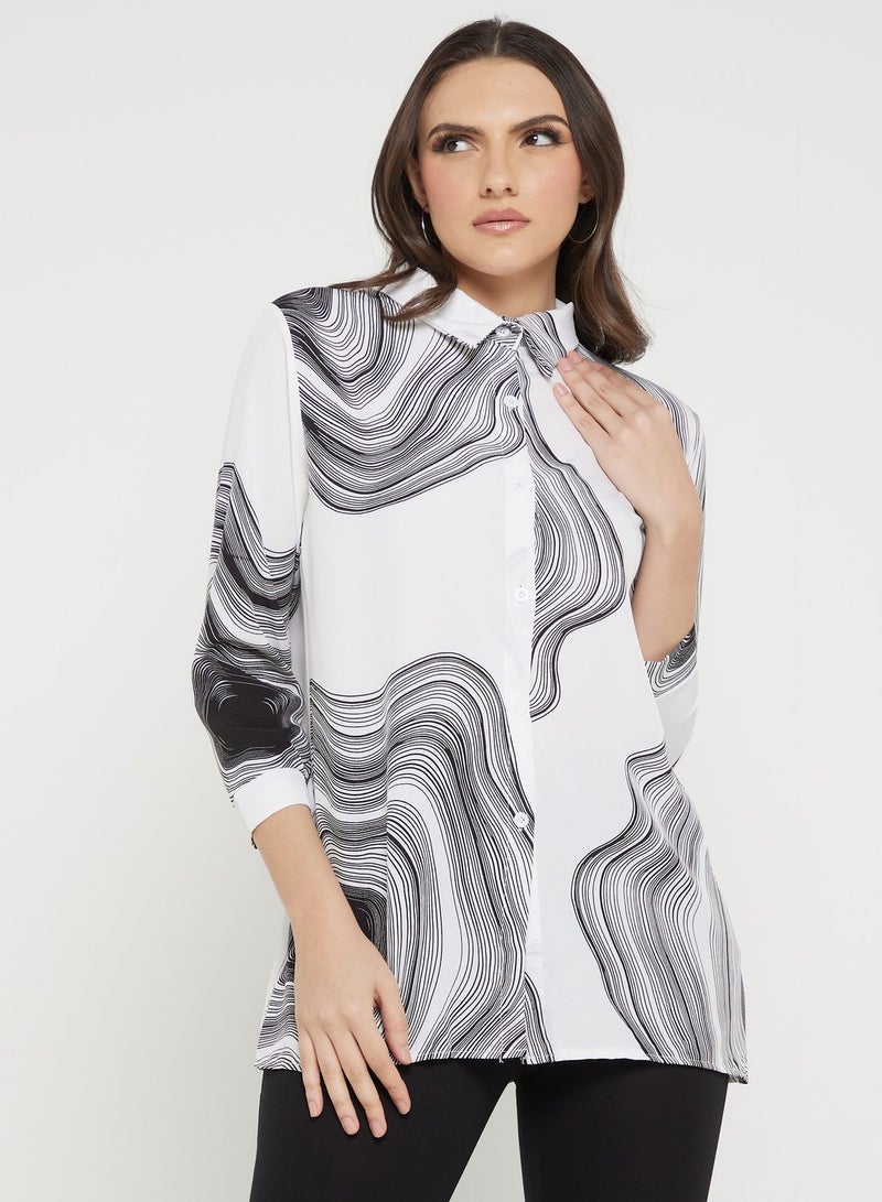 Printed Button Down Shirt