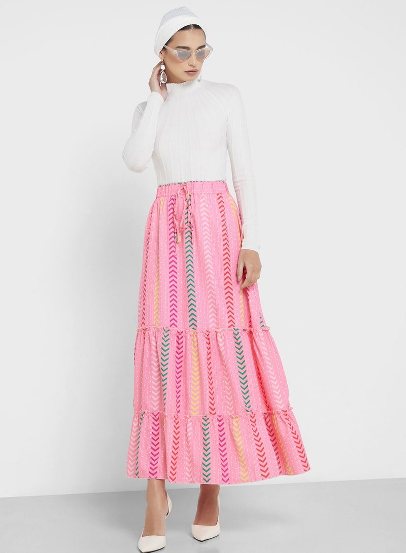 Printed A Line Skirt
