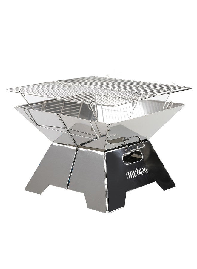 Stainless Steel Barbecue Grill Foldable BBQ Grill Portable Camping Grill for Travel Outdoor Picnic