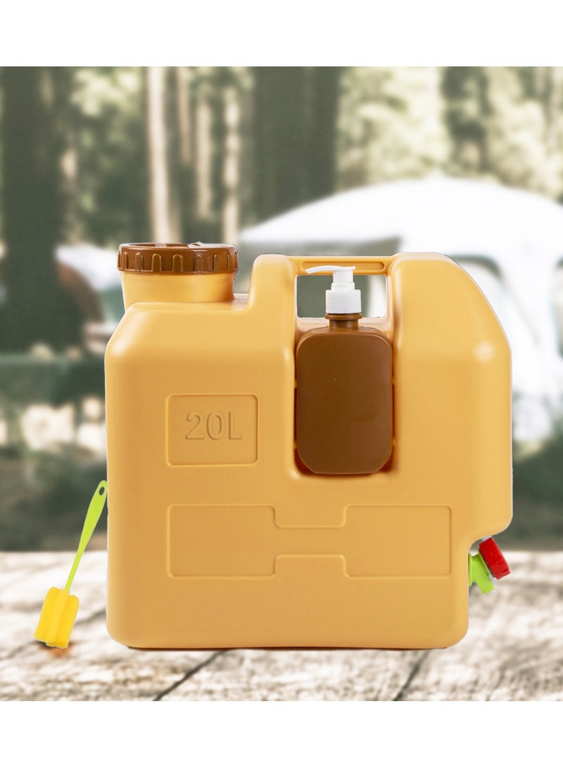 HEXAR 20L Portable Water Storage Container with Faucet BPA Free Water Jerrycan with 500ml Hand wash Bottle Camping Water Tank Large Water Bucket for Outdoor Picnic Hiking