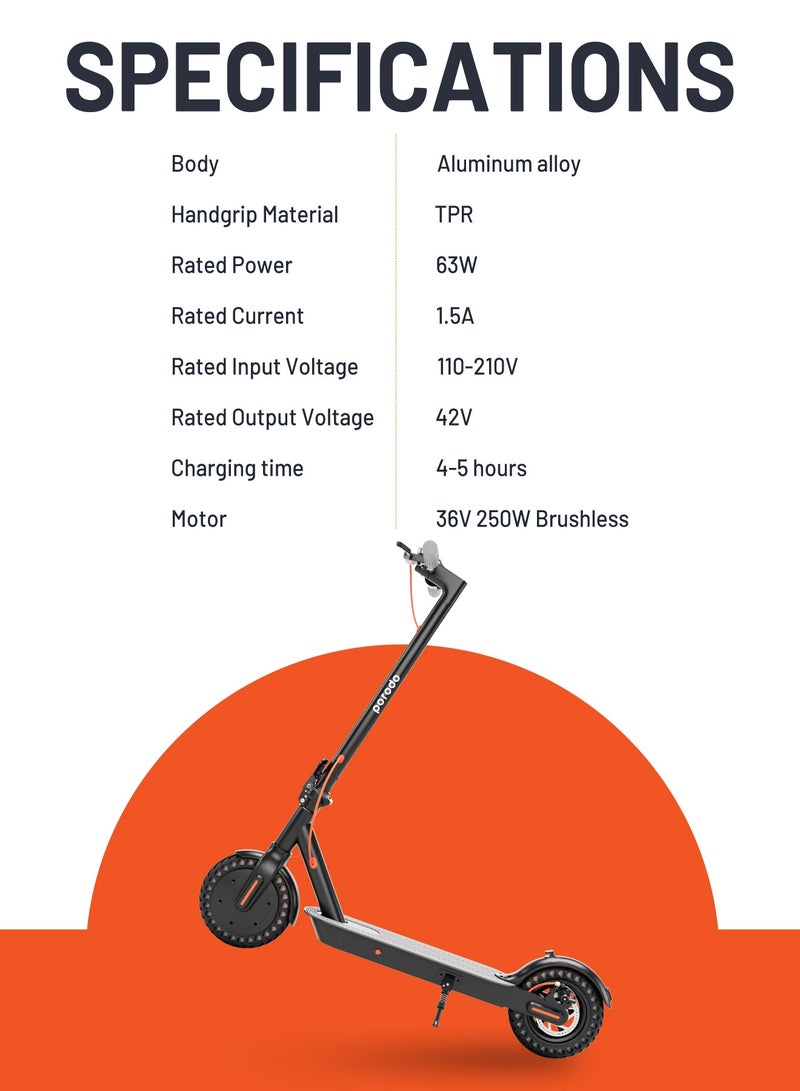 Electric City Scooter Pro 250W with Helmet / Included Phone Mount / 80kg Load / Durable Aluminum Alloy Scooter / Foldable - Black