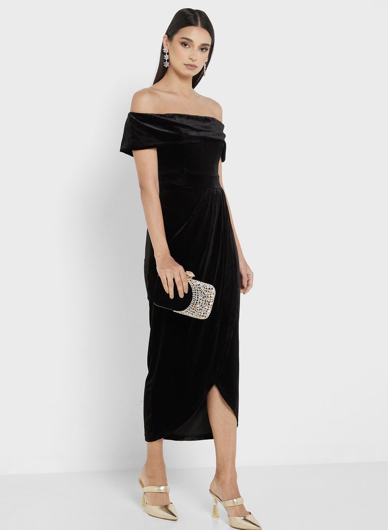 Velvet Off-Shoulder Dress