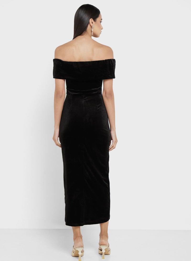 Velvet Off-Shoulder Dress
