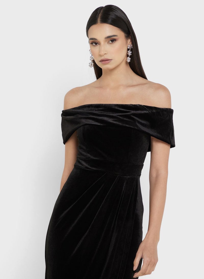 Velvet Off-Shoulder Dress