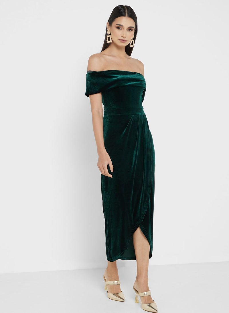 Velvet Off-Shoulder Dress
