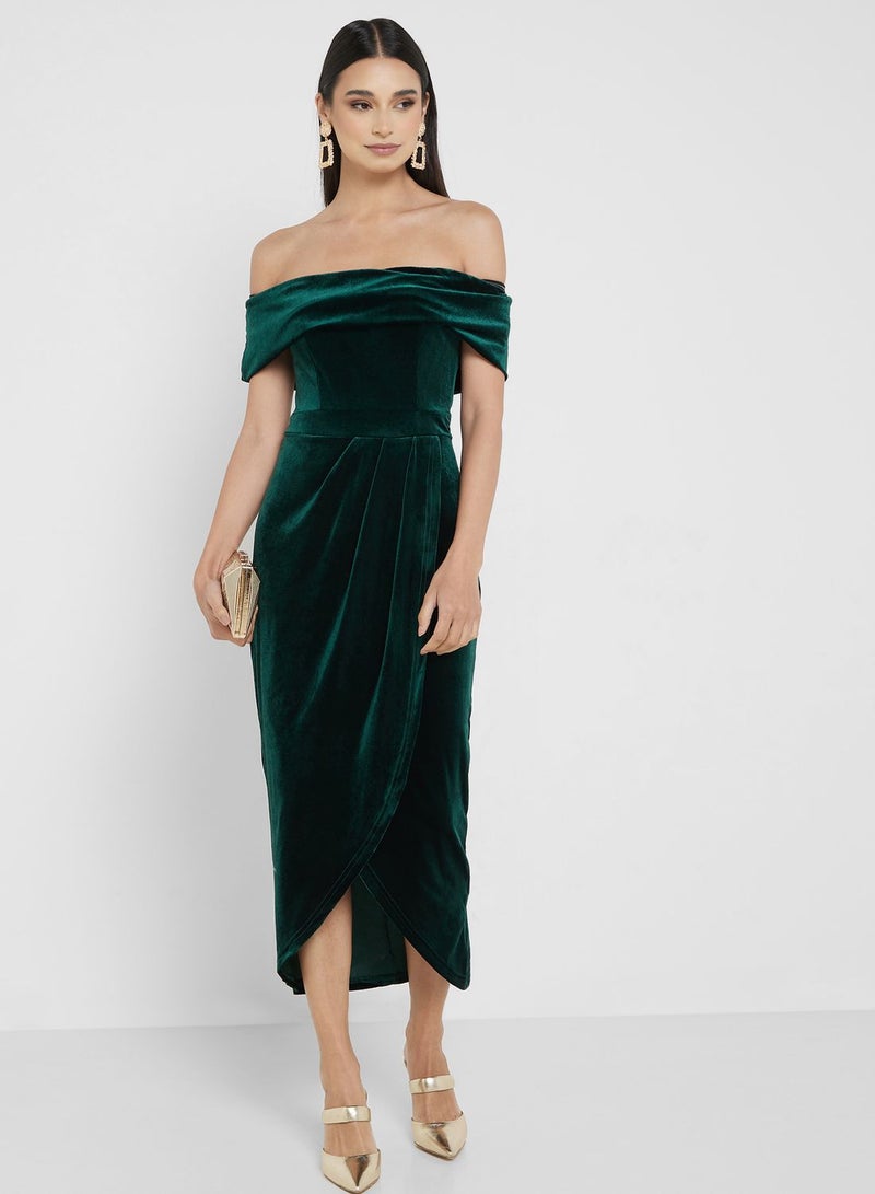 Velvet Off-Shoulder Dress
