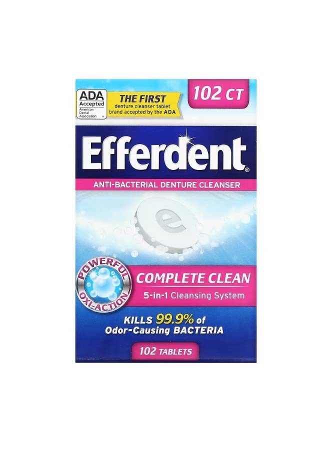 Anti Bacterial Denture Cleanser Complete Clean 102 Tablets