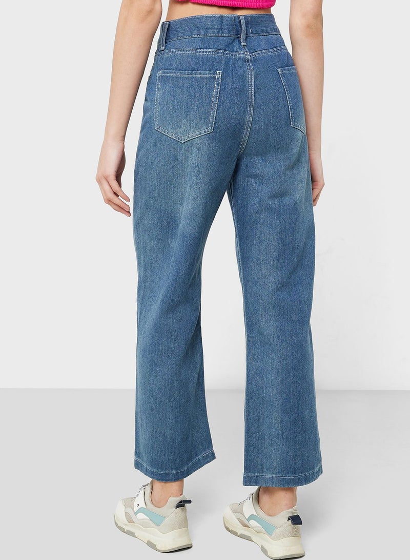 High Waist Straight Fit Jeans