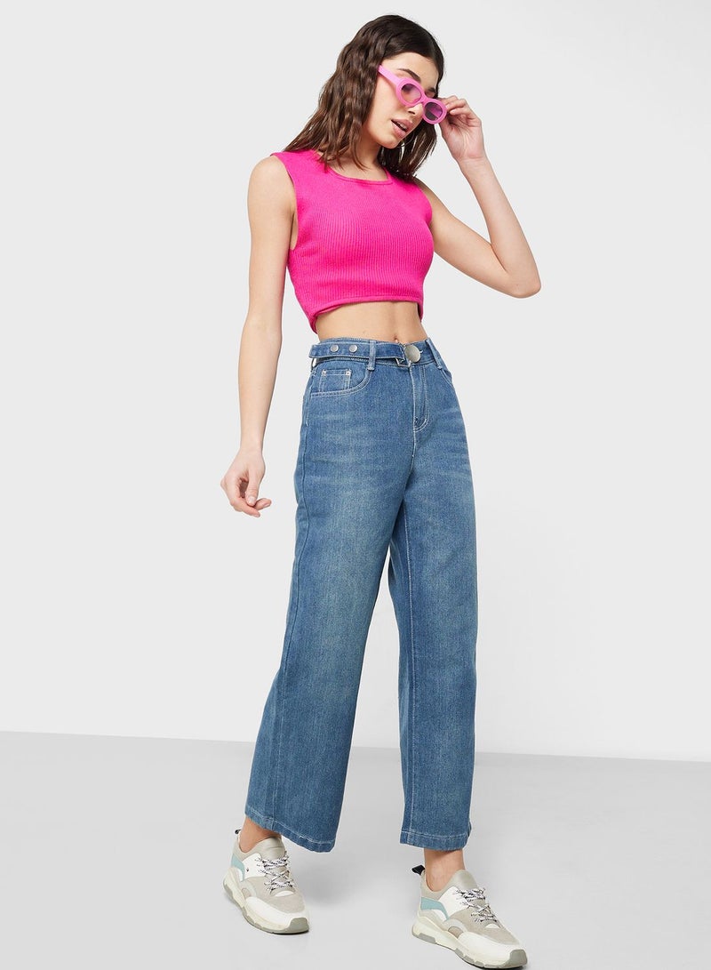 High Waist Straight Fit Jeans