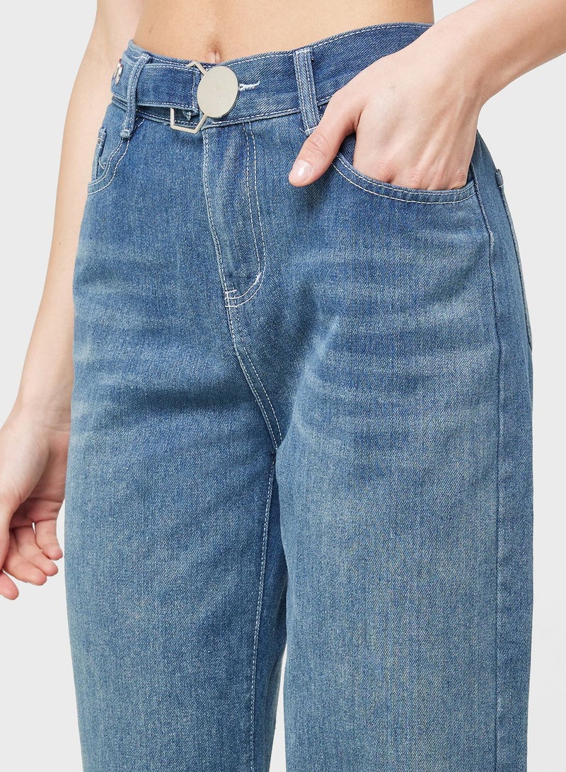 High Waist Straight Fit Jeans