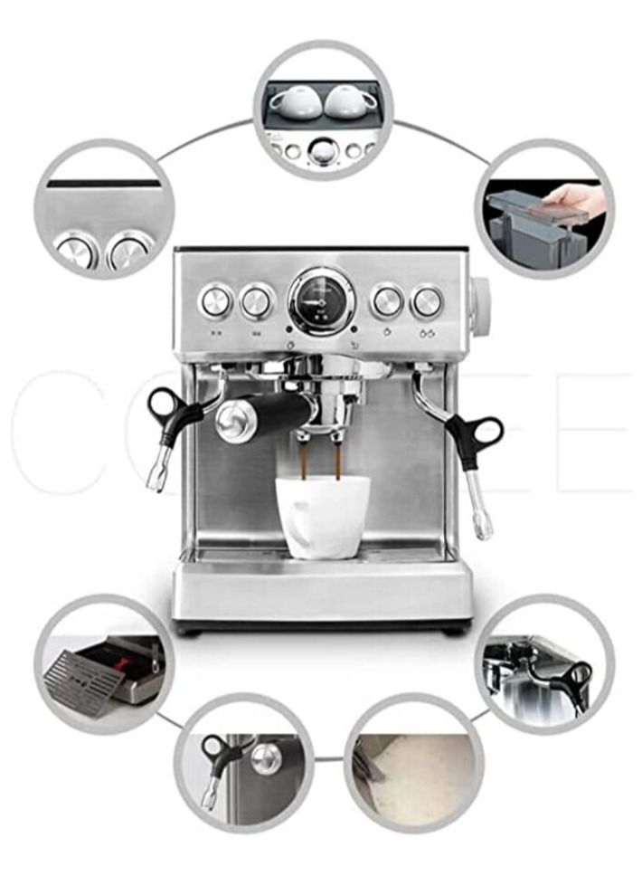 Mebashi Espresso Commercial Coffee Machine, 2.1L, 20Bar Pressure, Multicolor (Silver)