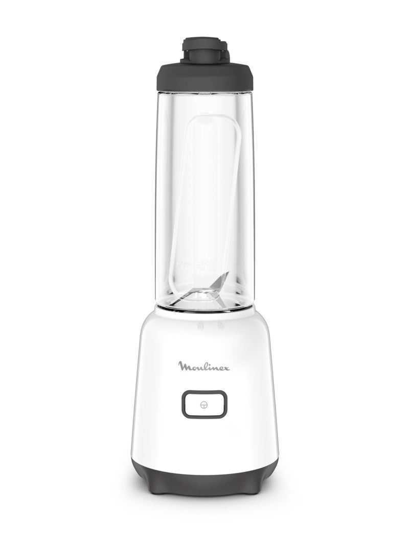 Mix & Move Mini Blender Mixer, 2 To-Go Bottles in Premium Tritan, Space-Saving Compact Design, Easy-Cleaning Removable Blades, Easy and Ergonomic Single-Button Control 0.6 L 300 W LM15F127 White