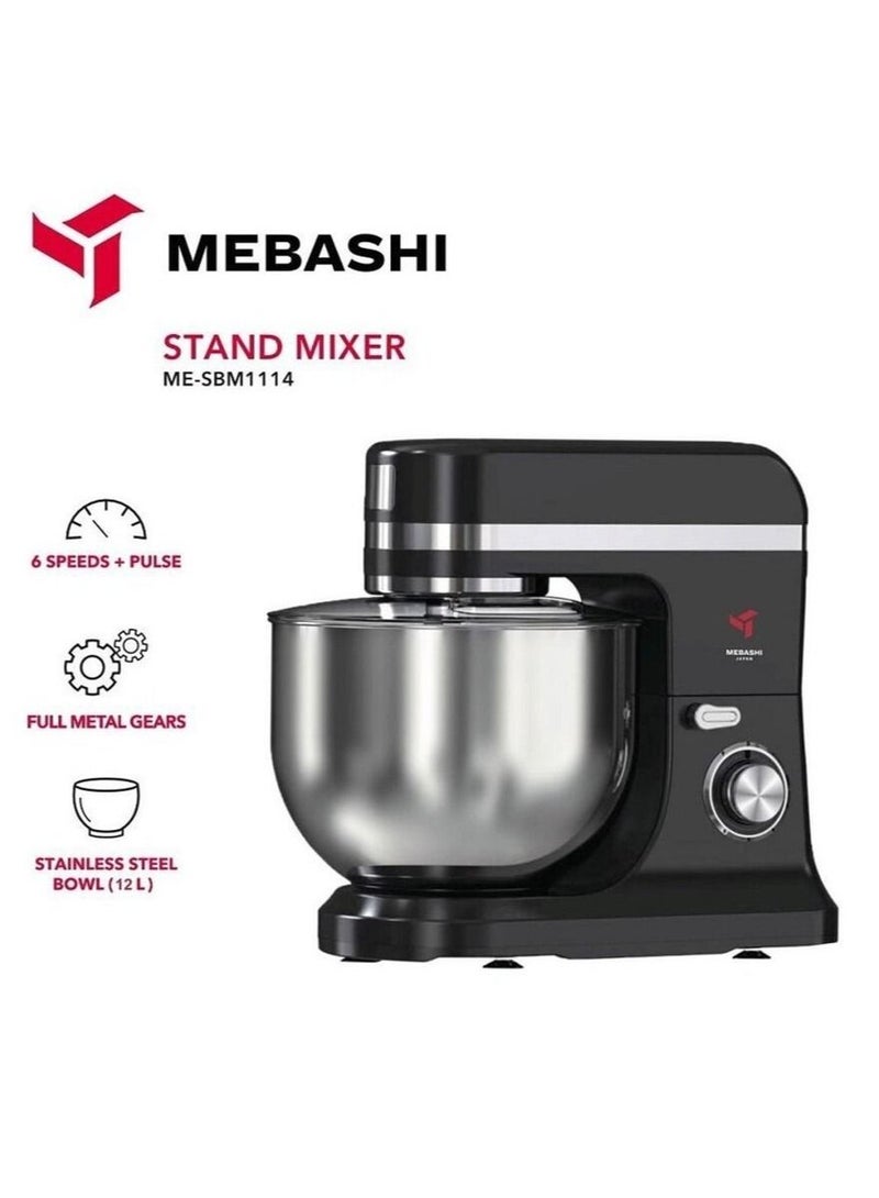 Mebashi Stand Mixer, Food Processer 1500W, 12L Bowl Capacity(ME-SBM1114B) (Black)