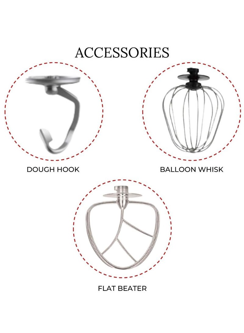 Mebashi 3-in-1 Stand Bowl Mixer Kitchen Machine, 1300W With 6.7L Stainless Steel Bowl K-Beater, Whisk, Dough Hook, Blender (ME-SBM1108B)(Black)