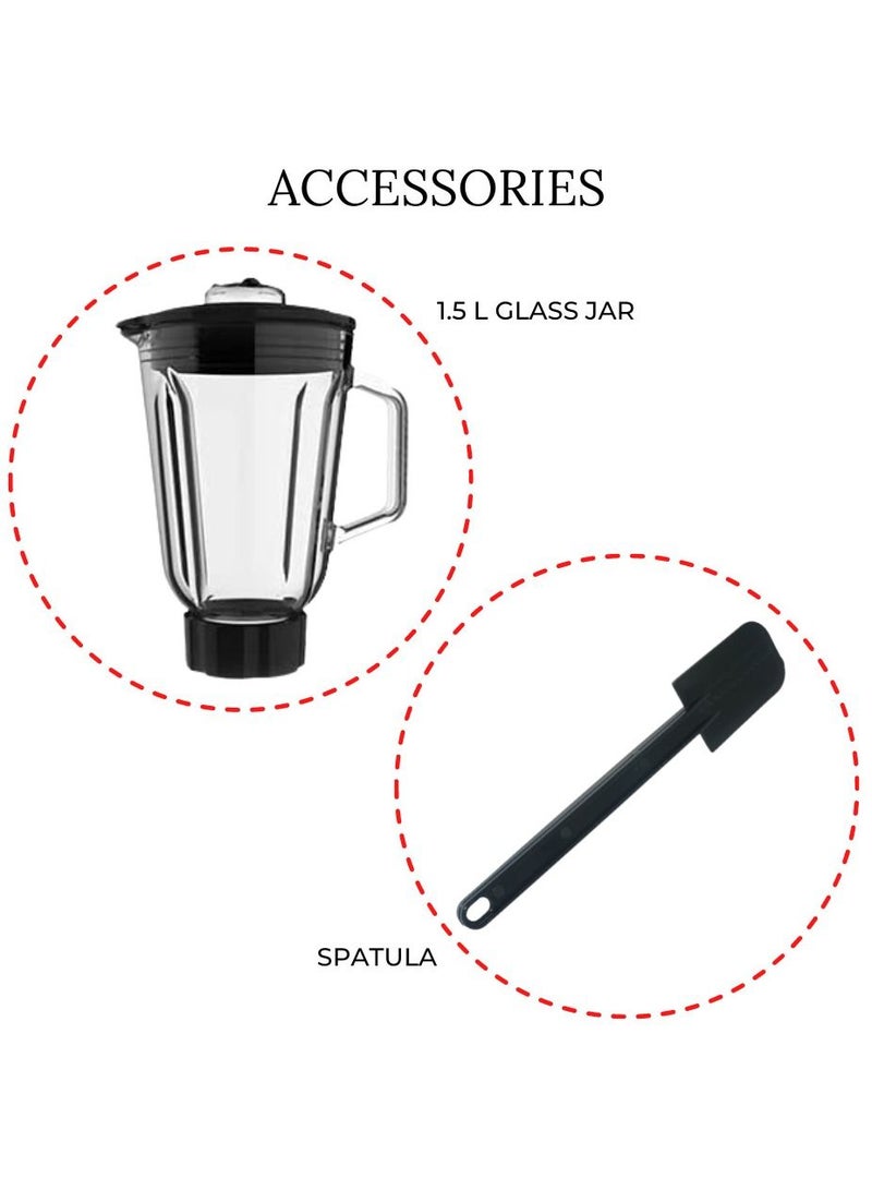 Mebashi 3-in-1 Stand Bowl Mixer Kitchen Machine, 1300W With 6.7L Stainless Steel Bowl K-Beater, Whisk, Dough Hook, Blender (ME-SBM1108B)(Black)