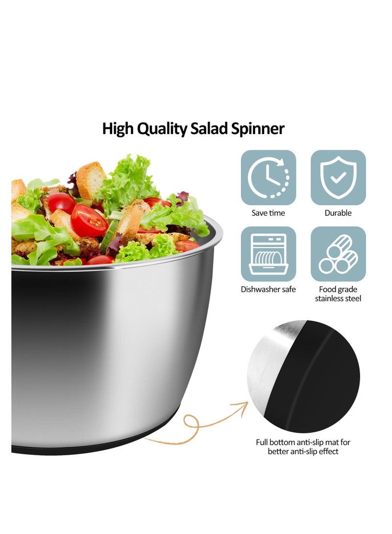 Fruits Vegetable Salad Dehydrator Dryer and Washer : Salad Spinner, Oil Shaker, Anti-Shake, Easy Drain, Compact Storage (stainless_steel)